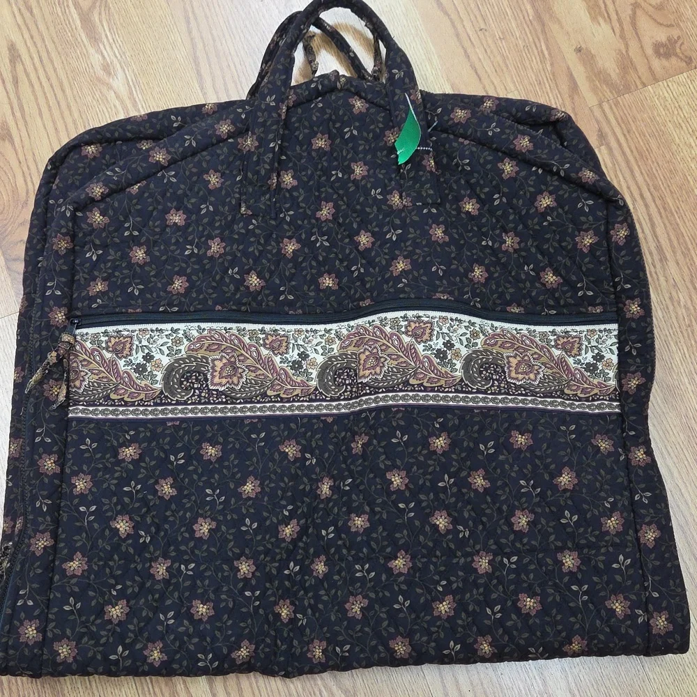 Vintage VERA BRADLEY Black Walnut Garment Bag Brown Orange Floral Leaves 1999